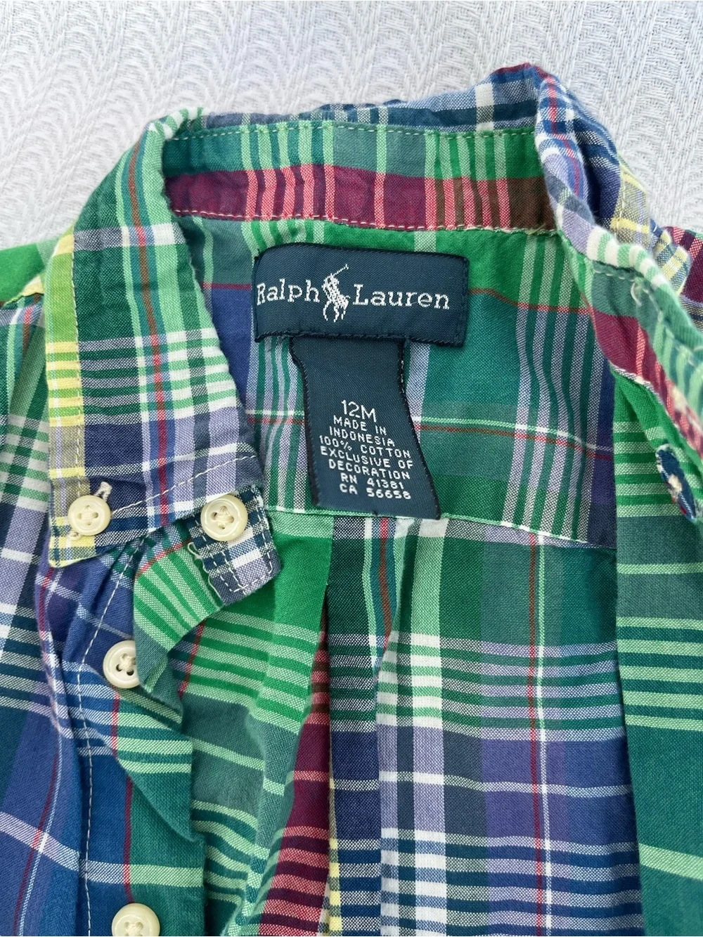Ralph Lauren Green Blue Plaid Short Sleeve Button-Down Shirt & Khaki Pants